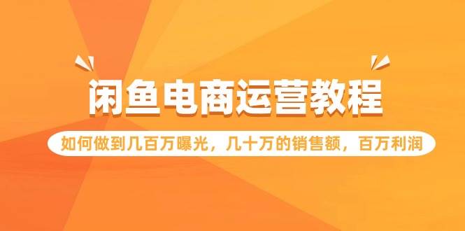 闲鱼电商运营教程：如何做到几百万曝光，几十万的销售额，百万利润-繁星副业