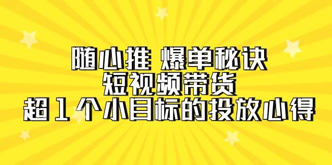 随心推 爆单秘诀，短视频带货-超1个小目标的投放心得（7节视频课）-繁星副业