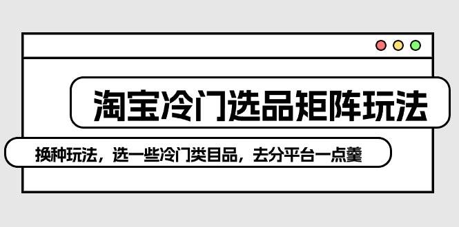 淘宝冷门选品矩阵玩法：换种玩法，选一些冷门类目品，去分平台一点羹-繁星副业