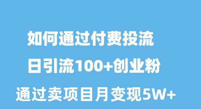 如何通过付费投流日引流100+创业粉月变现5W+-繁星副业