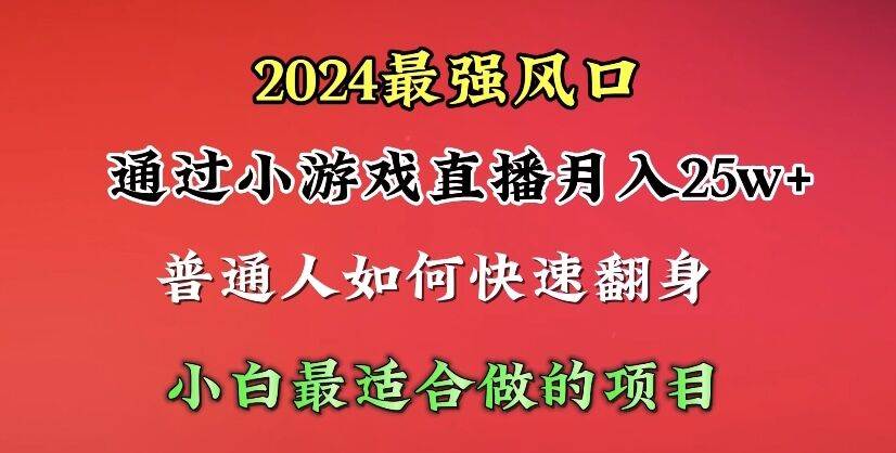 2024年最强风口，通过小游戏直播月入25w+单日收益5000+小白最适合做的项目-繁星副业