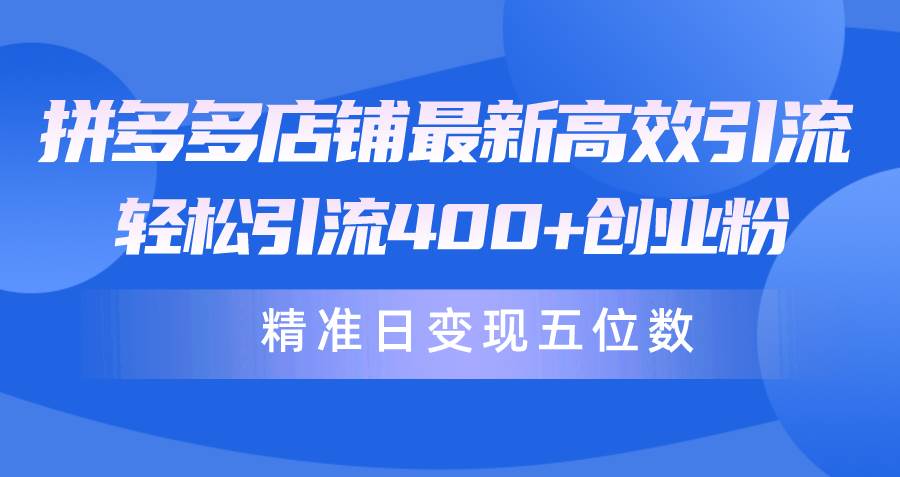 拼多多店铺最新高效引流术，轻松引流400+创业粉，精准日变现五位数！-繁星副业