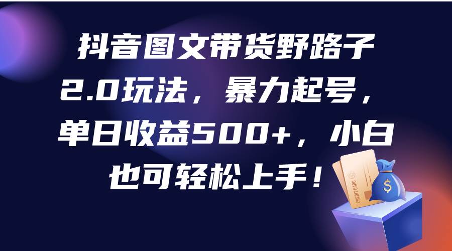 抖音图文带货野路子2.0玩法，暴力起号，单日收益500+，小白也可轻松上手！-繁星副业