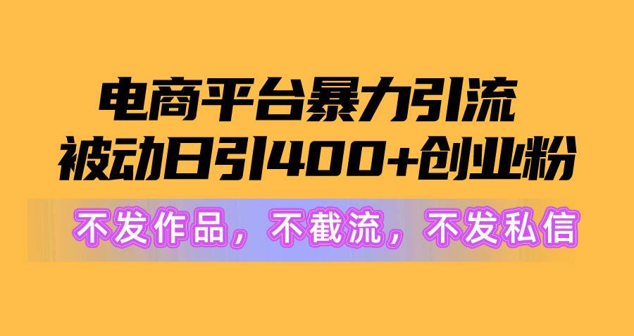 电商平台暴力引流,被动日引400+创业粉不发作品，不截流，不发私信-繁星副业