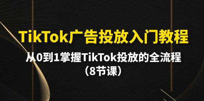 TikTok广告投放入门教程,从0到1掌握TikTok投放的全流程(8节课)-繁星副业