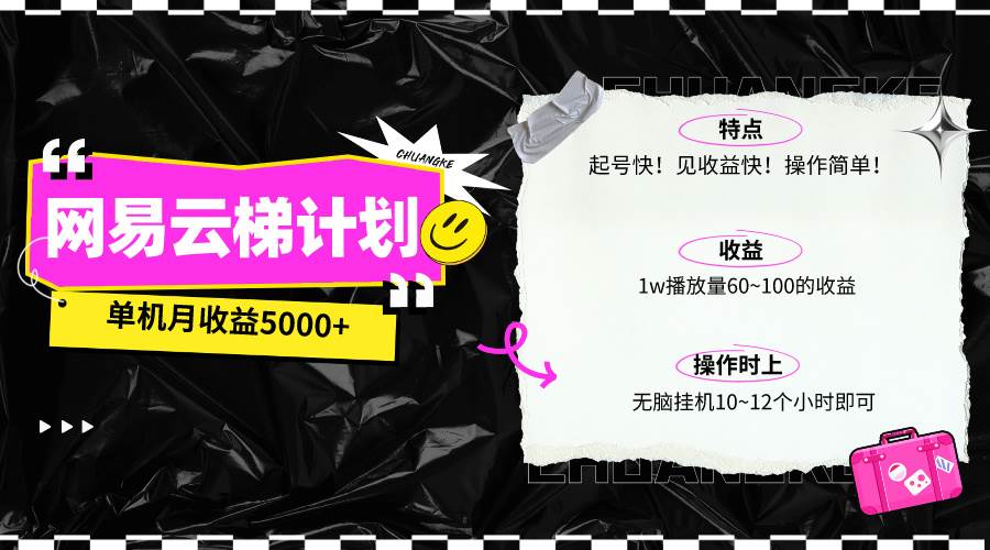 最新网易云梯计划网页版，单机月收益5000+！可放大操作-繁星副业