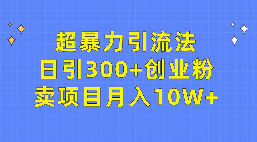 超暴力引流法，日引300+创业粉，卖项目月入10W+-繁星副业