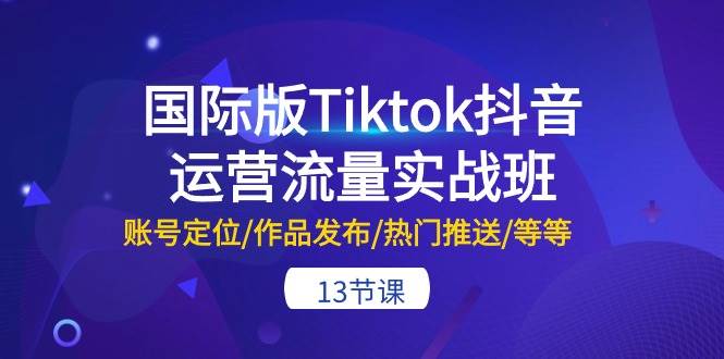 国际版Tiktok抖音运营流量实战班：账号定位/作品发布/热门推送/等等-13节-繁星副业