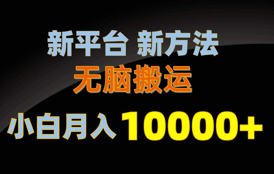 新平台新方法，无脑搬运，月赚10000+，小白轻松上手不动脑-繁星副业