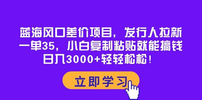 蓝海风口差价项目，发行人拉新，一单35，小白复制粘贴就能搞钱！日入3000+轻轻松松-繁星副业