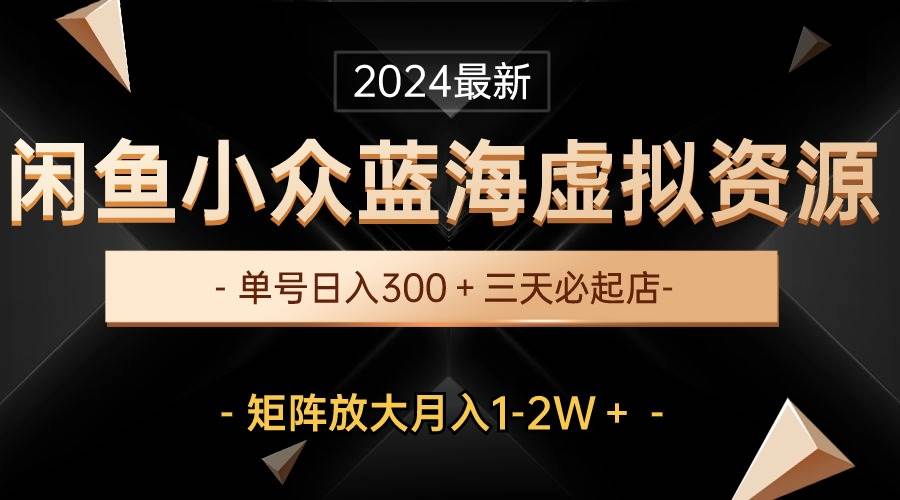 最新闲鱼小众蓝海虚拟资源，单号日入300＋，三天必起店，矩阵放大月入1-2W-繁星副业