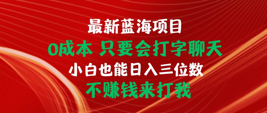 最新蓝海项目 0成本 只要会打字聊天 小白也能日入三位数 不赚钱来打我-繁星副业