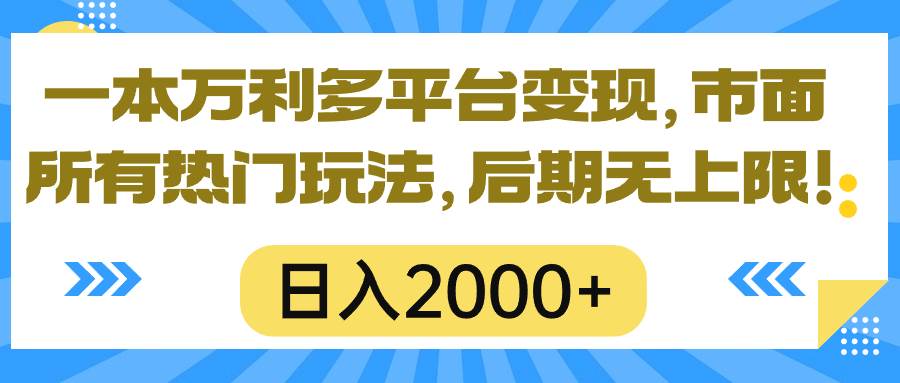 一本万利多平台变现，市面所有热门玩法，日入2000+，后期无上限！-繁星副业