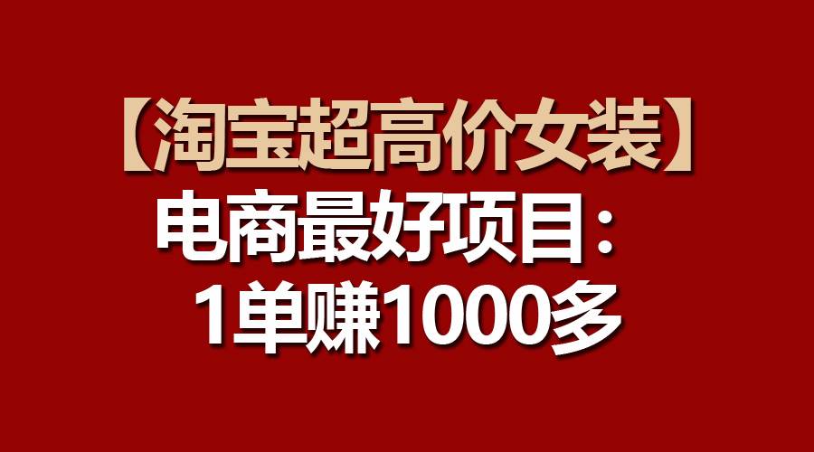 【淘宝超高价女装】电商最好项目：一单赚1000多-繁星副业