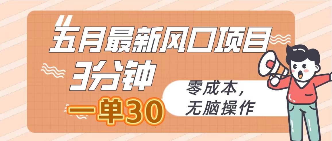 五月最新风口项目，3分钟一单30，零成本，无脑操作-繁星副业
