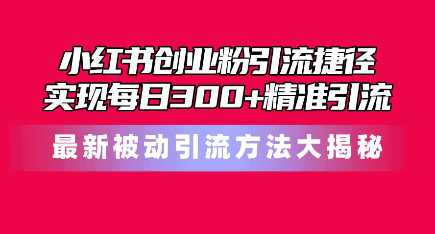 小红书创业粉引流捷径！最新被动引流方法大揭秘，实现每日300+精准引流-繁星副业