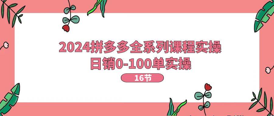 2024拼多多全系列课程实操，日销0-100单实操【16节课】-繁星副业