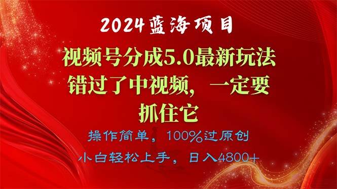 2024蓝海项目，视频号分成计划5.0最新玩法，错过了中视频，一定要抓住…-繁星副业