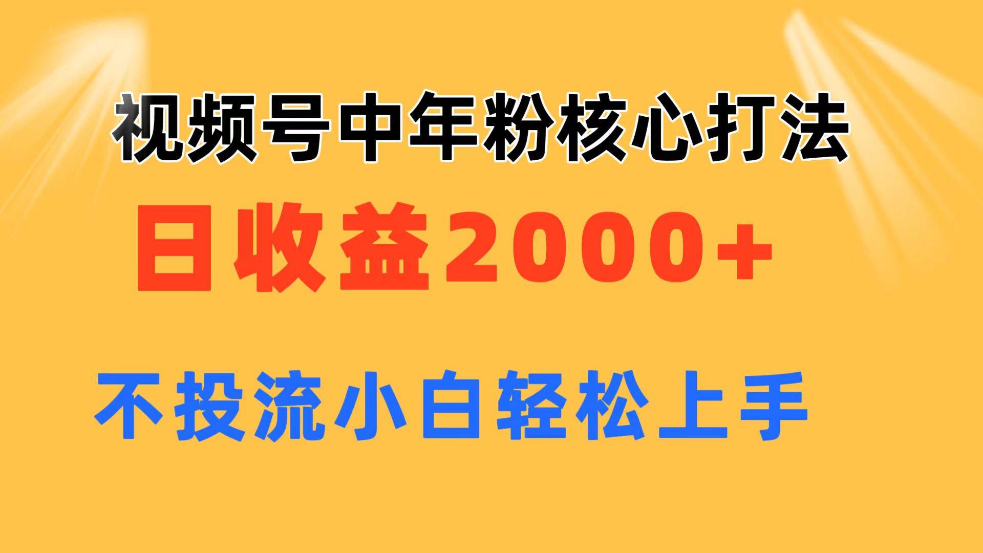 视频号中年粉核心玩法 日收益2000+ 不投流小白轻松上手-繁星副业