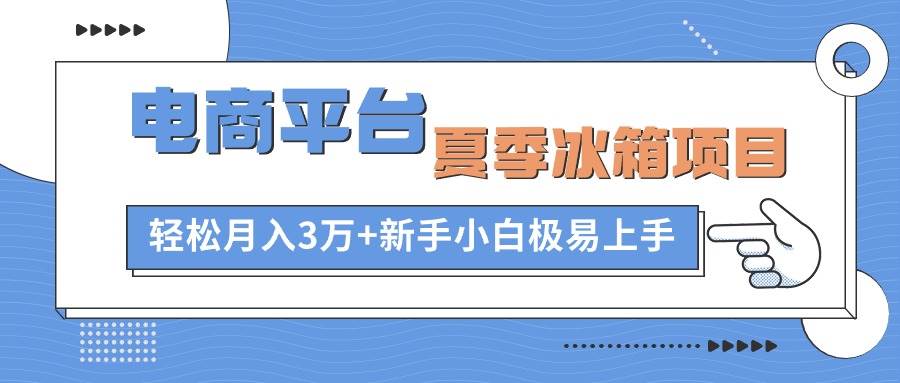 电商平台夏季冰箱项目，轻松月入3万+，新手小白极易上手-繁星副业
