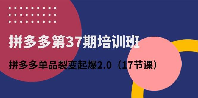 拼多多第37期培训班：拼多多单品裂变起爆2.0（17节课）-繁星副业