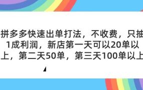 拼多多2天起店，只合作不卖课不收费，上架产品无偿对接，只需要你回...-繁星副业