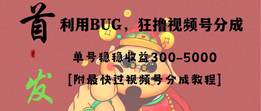 全网独家首发，视频号BUG，超短期项目，单号每日净收益300-5000！-繁星副业