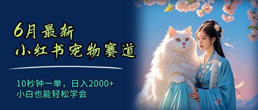 6月最新小红书宠物赛道，10秒钟一单，日入2000+，小白也能轻松学会-繁星副业