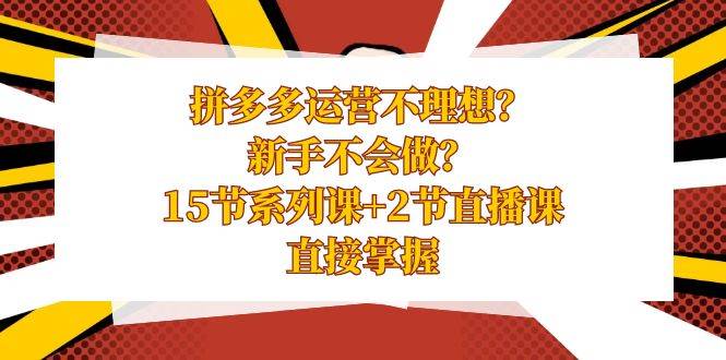 拼多多运营不理想？新手不会做？15节系列课+2节直播课，直接掌握-繁星副业