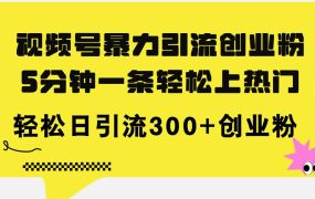 视频号暴力引流创业粉,5分钟一条轻松上热门,轻松日引流300+创业粉-繁星副业