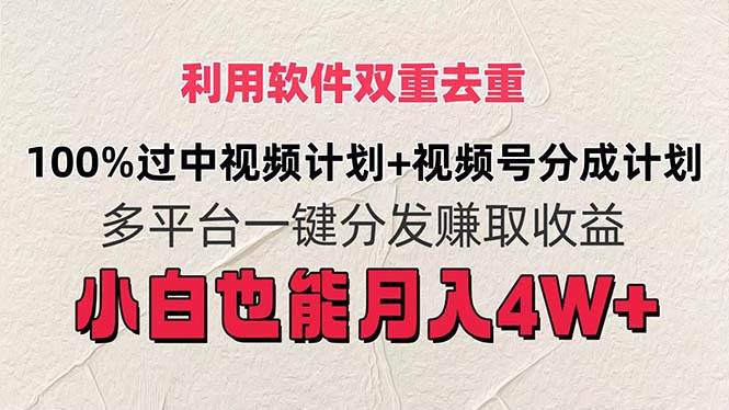 利用软件双重去重，100%过中视频+视频号分成计划小白也可以月入4W+-繁星副业