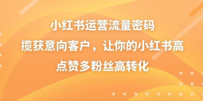小红书运营流量密码，揽获意向客户，让你的小红书高点赞多粉丝高转化-繁星副业