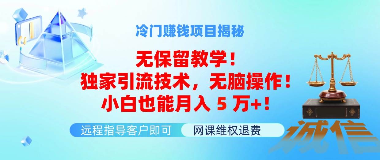 冷门赚钱项目无保留教学！独家引流技术，无脑操作！小白也能月入5万+！-繁星副业