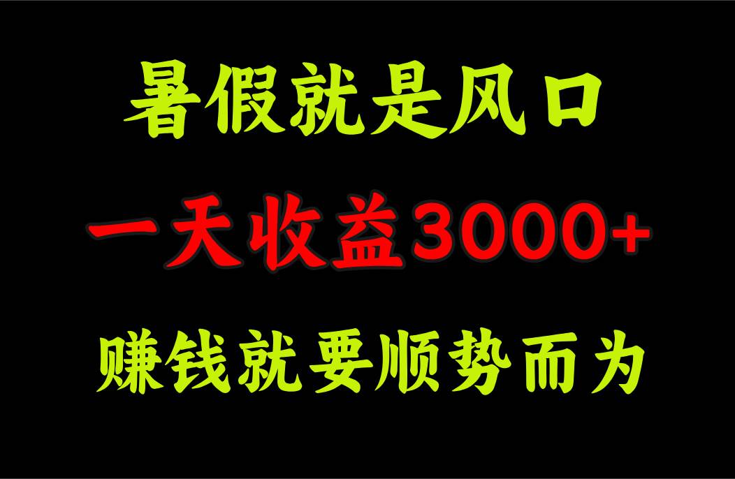 一天收益3000+ 赚钱就是顺势而为，暑假就是风口-繁星副业