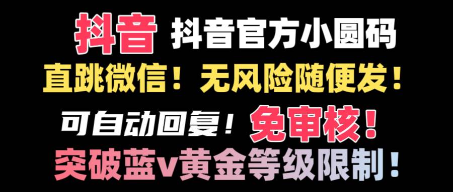 抖音二维码直跳微信技术！站内随便发不违规！！-繁星副业