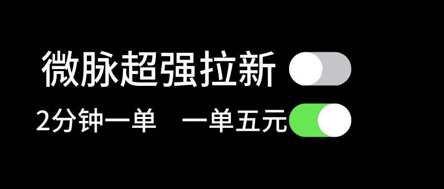微脉超强拉新， 两分钟1单， 一单利润5块，适合小白-繁星副业