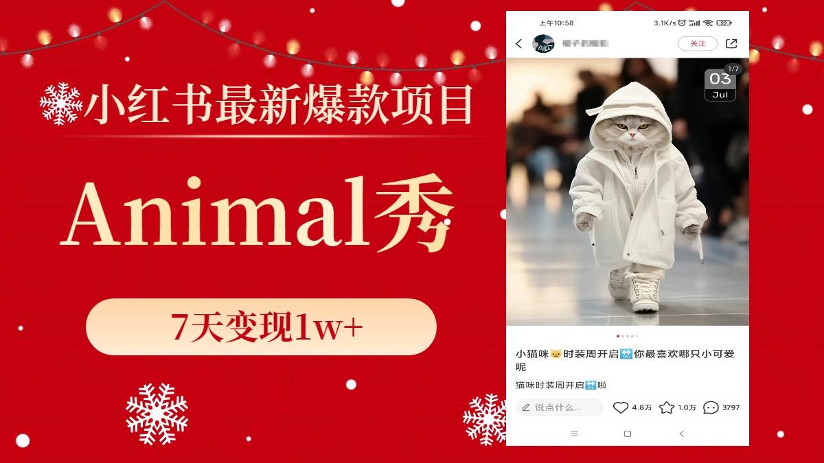 小红书最新爆款项目，Animal秀，7天变现1w+-繁星副业