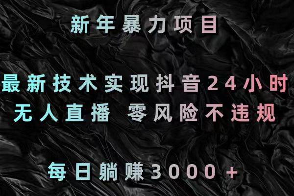 新年暴力项目，最新技术实现抖音24小时无人直播 零风险不违规 每日躺赚3000-繁星副业