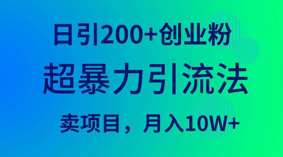 超暴力引流法，日引200+创业粉，卖项目月入10W+-繁星副业