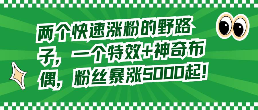 两个快速涨粉的野路子，一个特效+神奇布偶，粉丝暴涨5000起！-繁星副业