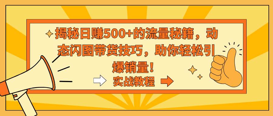 揭秘日赚500+的流量秘籍，动态闪图带货技巧，助你轻松引爆销量！-繁星副业