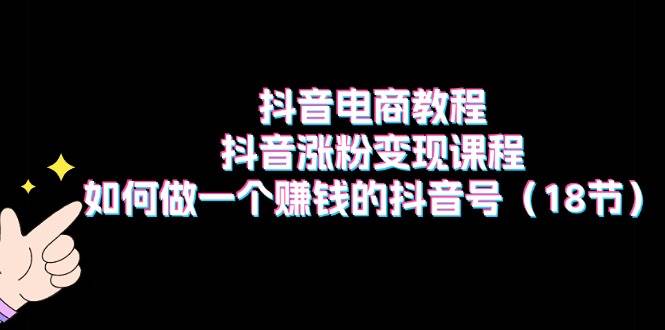 抖音电商教程：抖音涨粉变现课程：如何做一个赚钱的抖音号（18节）-繁星副业