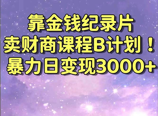 靠金钱纪录片卖财商课程B计划！暴力日变现3000+，喂饭式干货教程！-繁星副业