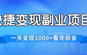 快捷变现的副业项目，一天变现1000+，各平台最火赛道，看完就会-繁星副业