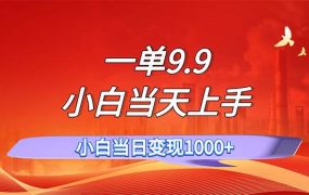 一单9.9,一天轻松上百单,不挑人,小白当天上手,一分钟一条作品-繁星副业
