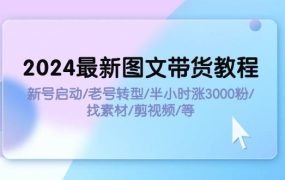 2024最新图文带货教程:新号启动/老号转型/半小时涨3000粉/找素材/剪辑-繁星副业