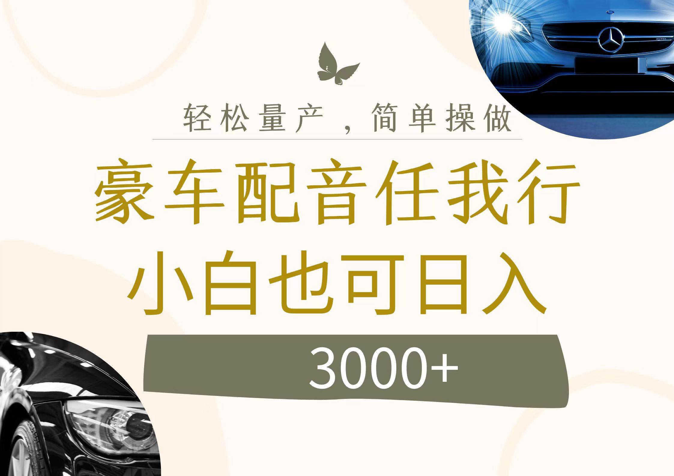 不为人知的暴力小项目，豪车配音，日入3000+-繁星副业