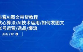 抖音AI图文带货教程：核心算法/AI技术运用/如何发图文/账号运营/选品/爆流-繁星副业