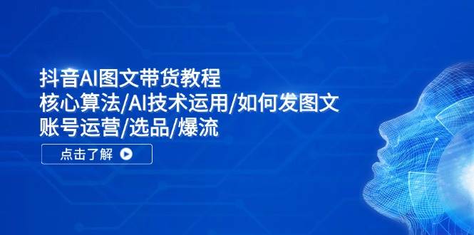 抖音AI图文带货教程：核心算法/AI技术运用/如何发图文/账号运营/选品/爆流-繁星副业