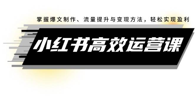小红书高效运营课：掌握爆文制作、流量提升与变现方法，轻松实现盈利-繁星副业
